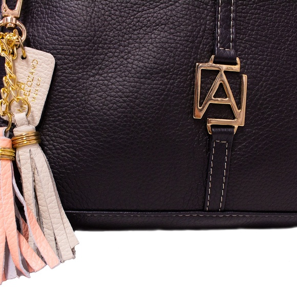 AngeLozano Chiapas Black Leather Backpack